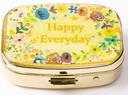 AmyZone Metall Pille Organizer Travel Friendly Portable Compact Pille Box Süße Pille Fall Vitamine/Tylenol/Fish Oil/Supplements/Meds/Tablet für Geldbeutel/Pocket (Happy Everyday)