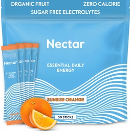 Nectar Energy Booster - Caféine biologique, B12 & Electrolytes - Sans sucre et sans calories – Café sain, boisson énergétique et substitut de soda – hydratation et supplément énergétique (Orange 30 packets en poudre)