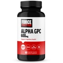 FACTEUR DE FORCE Alpha GPC Supplément Cerveau pour Mémoire et Focus, Supplément de Support d'humeur avec Alpha GPC 600mg, Qualité Premium, Vegan, Non-OGM, 60 Capsules