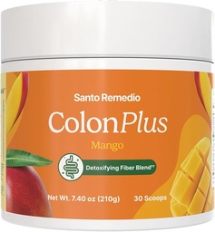 Santo Remedio Colon Plus, Colon Cleanser, Dietary Psyllium Husk Fiber and Probiotics Supplement, 30 Servings, Mango Flavor
