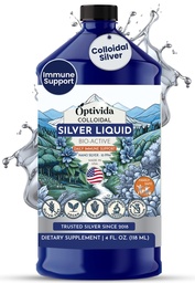Optivida Health Colloidal Silver Liquid (32 oz) – Supplément colloidal Nano Silver Premium pour le bien-être quotidien et le soutien immunitaire, hydrosol liquide naturel pour adultes et enfants, sans OGM, sans gluten