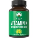Vitamine K avec mélange d'aliments entiers de 25 + légumes et fruits pour l'absorption maximale. Supplément de gélules véganes. Vitamines K1, K-2 MK4 + K2 Natto MK7. Alternative aux gouttes, Gummies. VIT K avec K 2 et MK-7