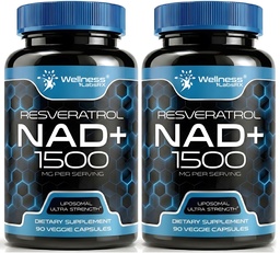 Supplément NAD WELLNESS LABSRX, 1500mg - NAD liposomique+ Supplément avec Resveratrol, NAD Plus Boosting - Soutien Santé cellulaire, Stamine et Vieillissement en santé - Capsules Ultra Strength, USA Fabriqué - 2 Pack