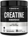 Poudre monohydratée en créatine de l'usine Jacked 150g - Supplément créatine quotidien 5g pour les hommes et les femmes, Amies des végétaliens, Testées en troisième partie - 30 portions, non aromatisées
