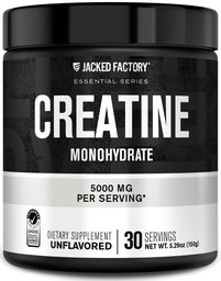 Jacked Factory Creatine Monohydrate Powder 150g - 5g Daily Micronized Creatine Monohydrate for Men and Women, Vegan-Friendly, Third-Party Tested - 30 Servings, Unflavored