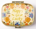 AmyZone Metall Pille Organizer Travel Friendly Portable Compact Pille Box Süße Pille Fall Vitamine/Tylenol/Fish Oil/Supplements/Meds/Tablet für Geldbeutel/Pocket (Happy Go Lucky)