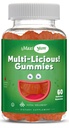 Maxi Santé Multivitamines vitamines pour les adultes et les enfants - Multivitamines gommées aromatisées aux cerises - 60 vitamines pour les femmes et les hommes - Multivitamines gommées aux femmes et aux hommes