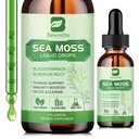 Drops liquides de mousse de mer - Gel de mousse de mer Irlandais bio avec Spiruline, Bladderwrack, Root de Burdock, Gel Seamoss supplément pour joint, nettoyage de détox & support de digestion - 2 Fl Oz, Vegan