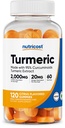 Nutricost Gummies turcuma 2000mg Tumeric par service (120 Gummies) - 60 portions