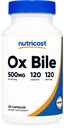 Nutricost Ox Bile Kapseln 500mg pro Servierung (120 Kapseln) - Glutenfrei & Non-GMO