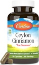 Carlson - Ceylan Cinnamon, Suppléments de cannelle, 500 mg, Pinces d'extrait de cannelle, Ceylan Cinnamon Capsules, 90 Capsules.