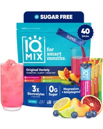 IQMIX Hydration Elektrolyt-Pulver – 4-in-1 Formel für Hydration, Psychische Klarheit, Stimmung und Erholung – Sugar-Free Drink Mix, Keto, Magnesium L-Threonate, Lion’s Mane – 40 Count Variety Pack