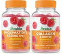 Phosphatidylsérine (PS) et collagène et biotine, Gummies Bundle - Grande dégustation, supplément de vitamine, sans gluten, sans OGM, gummy à croquer