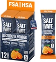 Salty Orange Electrolytes Packets | 800mg Natrium, Kalium & Magnesium Hydration | Stevia-Sweetened & Sugar Free Electrolyte Powder | für Sweat Revocery, Fasten, POTS | macht 32 Fl Oz (Pack von 12)