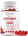 Micro-ingrédients Peptides multicollagènes, 120 Gommies de collagène de type I,II,III,V,X Protéines avec biotine, acide hyaluronique et complexe vitamine C