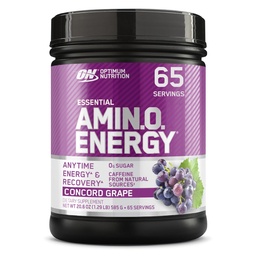 Optimum Nutrition Amino Energy - Pré-entraînement avec le thé vert, BCAA, acides aminés, Keto amical, extrait de café vert, poudre d'énergie - raisin Concord, 65 portions (paquetage mai Vary)