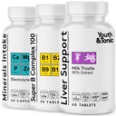 Support du foie et pilules du matin agréables Kit de complément après la fête avec chardon de lait + électrolytes et B Récupération complexe de vitamines