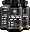 Capsules de charbon de coco activées, 180 Capsules de charbon de bois, Blanchiment des dents, Aide Constipation, Bloating, Gaz d'estomac, Brûlures d'estomac, Supplément dérivé pur de noix de coco (3)