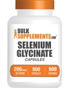 BulkSupplements.com Capsules de glycinate de sélénium - Supplément de sélénium, Capsules de sélénium 200mcg - Trace minéral essentiel, sans gluten, 1 Capsule par portion, 500 Nombre (paquet de 1)