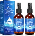 2Pack Pure Magnesium Oil Spray, 100% Naturel Magnésium Spray - Bio Magnésium Spray corps - Topique Magnésium Spray dans bouteille de verre, Huile de magnésium pour pieds, améliore la récupération musculaire - 4 Fl.Oz