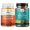 Ensemble de Curcumin Immune Curcumine support Gommies et Liver Cleanse Detox & Reparation Formula - Soutien articulaire et soins avancés de la peau - avec le thistle de lait Dandelion racine Turmère et extrait d'artichaut