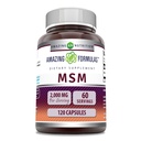 Formules étonnantes MSM (Methylsulfonylméthane) Supplément $ 2000 Mg par portion $ 120 Capsules $ Non-GMO $ Sans gluten $ Fabriqué aux États-Unis