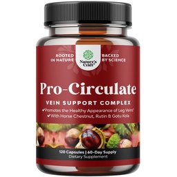 Natures Craft Vein Support Supplement for Leg and Veins - Full Body Supplement for Spider & Varicose Veins and Improved Flow with Horse Chestnut Extract - Vegan Non-GMO Capsules - 120 Count