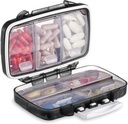 Fullicon Portable Pill Organizer Weekly, Small Travel Pill Case mit 7 Kompartment, Feuchtigkeits- und luftdichte Pille Box, Reise Pillenhalter für Vitamine/Fische Öle/Ergänzungen