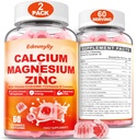 Supplément de zinc de magnésium de calcium Gommies avec complexe de vitamine D3 K2 & B pour les femmes Hommes 1000mg Citrate de calcium avec Gommies de magnésium pour os, Muscles & Immune Support, sans sucre, végétalien
