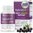 HybrideEB Sambucus Immune avec vitamine C, zinc, vitamine D3 - Supplément antioxydant et immunité, 1 mois d'approvisionnement - 9 en 1 Black Elderberry Enfants et adultes - 60 capsules