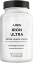 Amen Iron Ultra Supplement + Kupfer, Folat, Vitamin C und B12-2-Month Supply - Eisensulfat Eisen Vitamin - 65mg pro Servierung - Folsäure - Non-GMO Pillen - 60 Kapseln