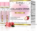 GREENPEOPLE Collagène liquide pour les femmes et les hommes, Peptides de collagène de poisson + acide hyaluronique + vitamine B et C, ongles de peau des cheveux Bones Support (0.85 fl oz, 10 bouteilles, pomme)
