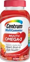 Centrum MultiGommies Omega 3 Multivitamine Gummy pour adultes, Supplément multivitamine/multiminéral, Fraise/Lémon/arômes d'orange - 100 Comte