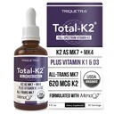 Gesamt K2® | Vitamin K2 als MK7 & MK4 | Plus K1 & Vitamin D3 Cofaktor - 620 mcg K2 pro Servierung - All-Trans MK7 von MenaQ7® - Full-Spectrum Vitamin K - Vegan, Organisch zertifiziert (Liquid 1 oz)