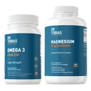 Dr Tobias Omega 3 Huile de poisson et suppléments de bisglycinate de magnésium, haute absorption, soutient le coeur, le cerveau, l'Immune, l'énergie, le muscle, les os et la santé articulaire, non-OGM