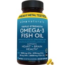 Viva Naturals Huile de poisson Omega-3, Triple Strength, 2500 mg, 60 Softgels – Acides gras Omega 3 réestérifiés, y compris EPA, DHA, DPA - Amies Pascataires