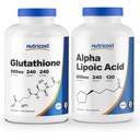 Acide alpha lipoïque de Nutricost 600mg, 240caps Glutathion 500mg, 240caps