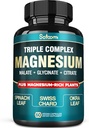 Glycinate de magnésium pur, gélules de 500 mg - Absorption élevée avec complexe de supplément de magnésium triple avec glycinate, malate, citrate - Soutien cardiaque, articulaire et cerveau - 60 pilules véganes