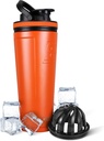 Ice Shaker Insulated Edelstahl Shaker Bottle | 36oz, Orange | Kalt für 30+ Stunden | Insulated Cup mit Twist-on Agitator | Odor-freie Flasche für Protein Shakes, Wasser, Smoothies, Cocktails