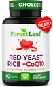 Riz rouge de levure 1215 mg. Capsules - Extra Strength Riz rouge de levure avec supplément CoQ10, plus acide alpha lipoïque et lin organique, sans citrine, soutient la santé cardiovasculaire, non-OGM 90 capsules de légumes