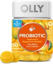 OLLY Probiotic Gummy, Immune und Verdauungshilfe, 1 Billion CFUs, Kaubare probiotische Ergänzung, Mango, 25 Tage Versorgung - 50 Count