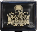 7 Jours Chromed Silver Pill Organizer avec miroir à l'intérieur a 8 compartiments séparés Rectangle 7 Jours Pill Box Pill Case (Vintage Arsenic Crâne Poison)