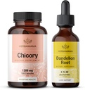 HERBAMAMA Chicory and Dandelion Kit - Bundle of 1200 mg Chicory Root Capsules & Dandelion Root Tincture 2 fl oz - Vegan, Non-GMO, Sugar & Alcohol-Free - 2 Pack