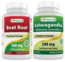 Poudre de racine de betterave 500 Mg & Ashwagandha Extrait 500 Mg