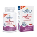 Nordic Naturals Prénatal DHA, fraise - 120 gels mous - 830 mg Oméga-3 + 400 UI Vitamine D3 - soutient le développement du cerveau chez les bébés pendant la grossesse et l'allaitement - non-OGM - 60 portions