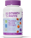 SmartyPants Gummies multivitamines pour tout-petit : huile de poisson oméga 3 (EPA/DHA), vitamine D3, C, vitamine B12, B6, A, K et zinc, biotine, bêta-carotène, sans gluten, trois arômes de fruits, 70 comtes (23 jours)