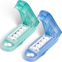 DUBSTAR 2PCS Pill Cutter Splitter pour petites et petites pilules, Multiple Pill Cutters pour petites ou grandes pilules, Ajustable Pill Splitter avec dispositif de centrage et garde de la lame (Blue+Cyan)