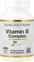 California Gold Nutrition Vitamine B Complex, Thiamine B1, Riboflavine B2, Niacine B3, Pyridoxine B6, Biotine B7, Acide pantothénique B5 et Pro Folate B9, Sans gluten, Sans OGM, 60 Capsules de Véggie