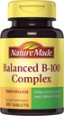Nature faite Équilibré B-100 Sortie chronométrée (Thiamine, Riboflavine, Niacine, B6, B12, Biotine, Acide pantothénique et acide folique) Comprimés 60 Ct