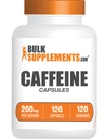 BulkSupplements.com Capsules de caféine 200mg - Suppléments de caféine, pilules de caféine 200mg - pour le soutien énergétique, 1 Capsule de caféine par portion, 120 Capsules (paquet de 1)